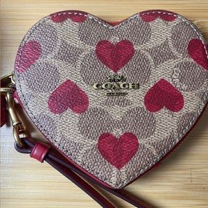 Coach heart shaped coin purse